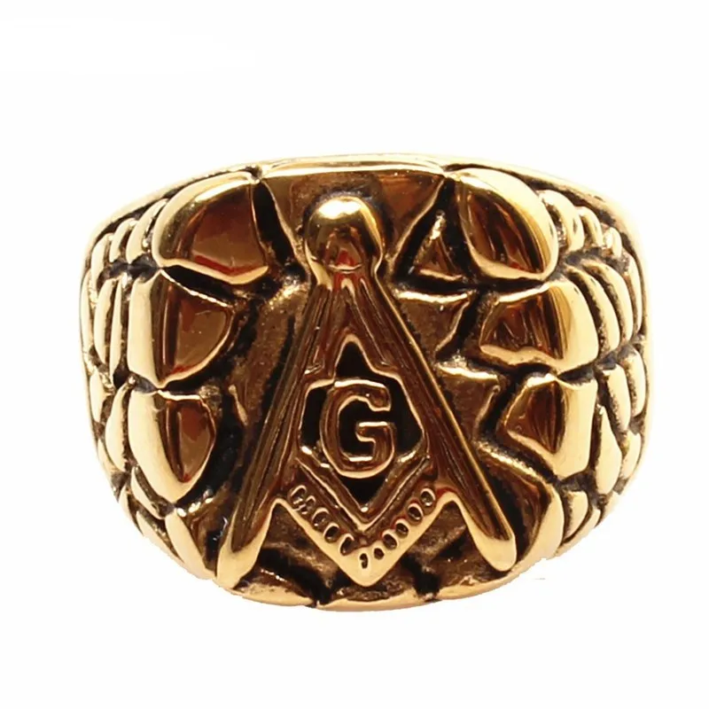 316 L Stainless steel gold discredit G Masonic Ring casting ring restoring ancient ways