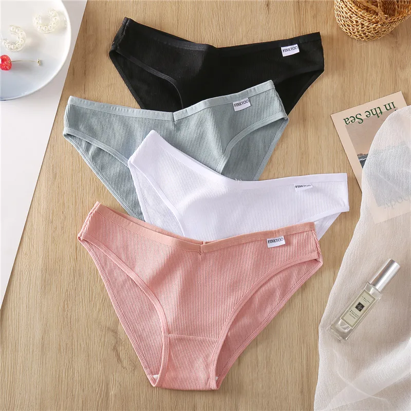 FINETOO V Waist Cotton Panties Women M-4XL Underpants Female Underwear Sexy Low-Rise Girl Briefs Comfort Panties Ladies Lingerie