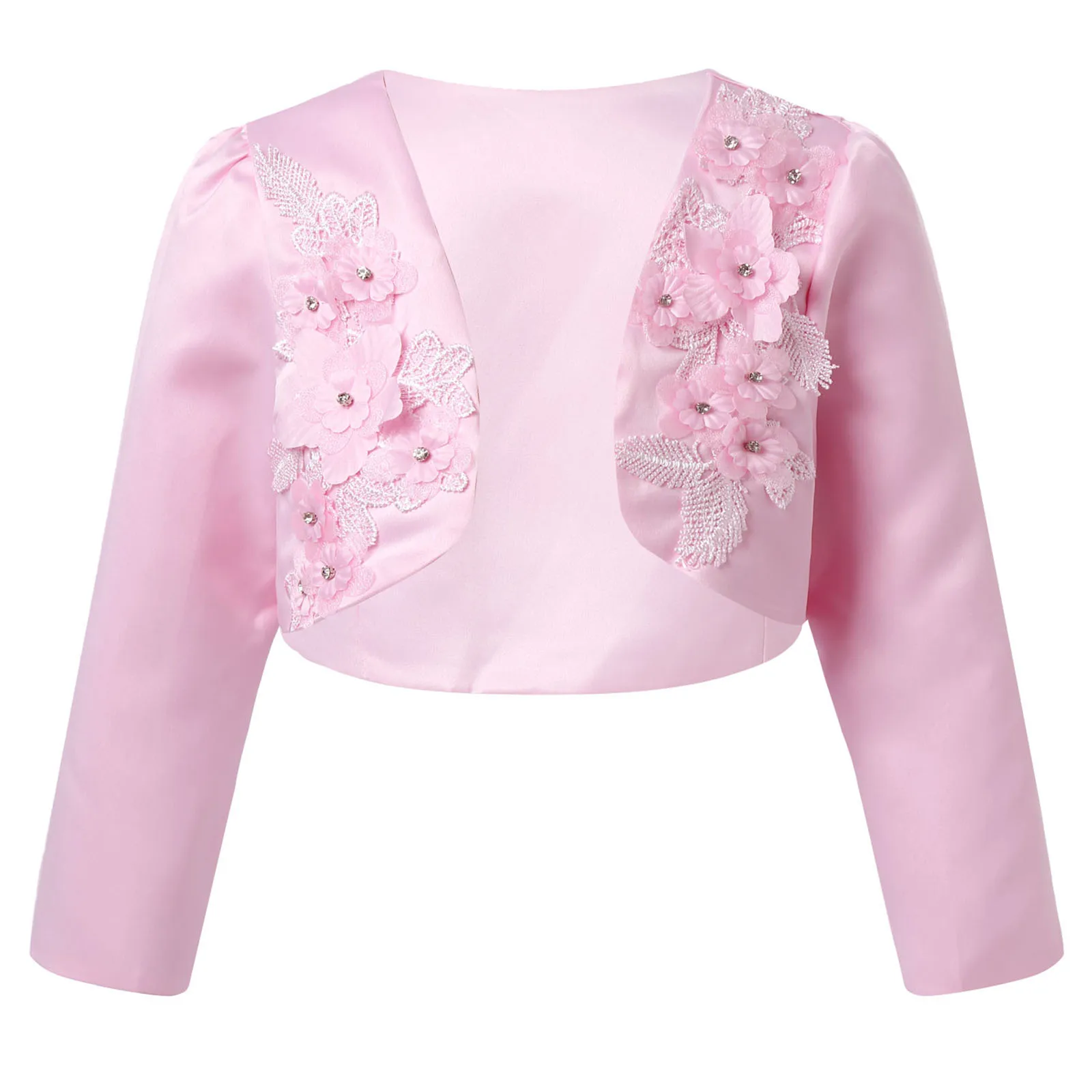 Kids Girls Bolero Coat Wedding Formal Cropped Top Embroidered Clothes Children Flower Poncho Capelet Wrap Girls Princess Jacket