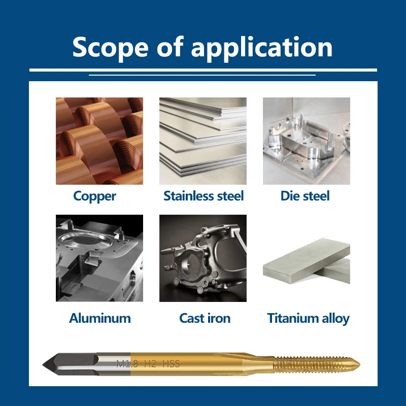 HSS Gewinde Tap M1 M 1,2 M 1,4 M 1,6 M 1,7 M 1,8 Schraube Maschine Tap Titan Beschichtung Metall schraube Loch Tap Bohrer Wasserhahn Stahl Bohrer