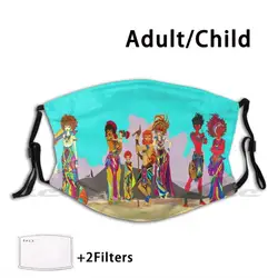 De Jakhalzen Masker Doek Wasbare Diy Filter Pm2.5 Volwassen Kids Tribal Inheemse Fantasy Nimf Jackal Maan Desert Familie Groep