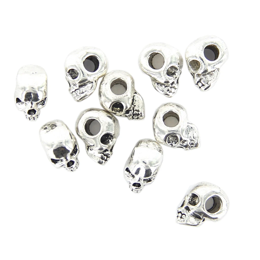 10pcs Antique Skull Spacer Beads Jewelry Accessories for Bracelet Necklace Making 10x8mm