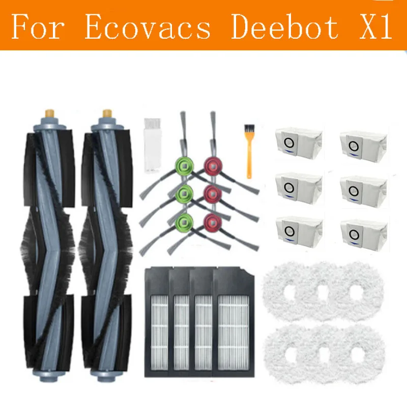 ل Ecovacs Deebot X1 ملحقات المكنسة الكهربائية مجموعة فرشاة رئيسية فلتر HEPA ممسحة القماش كيس لجميع الغبار أومني توربو روبوت قطع الغيار