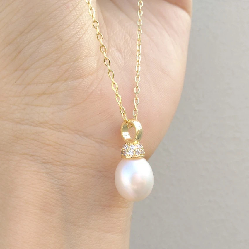 huge AAA 10-12mm Natural South Sea Genuine White Oval Pearl Pendant Necklace Birthday Party Wedding Daily Wear Free Shipping