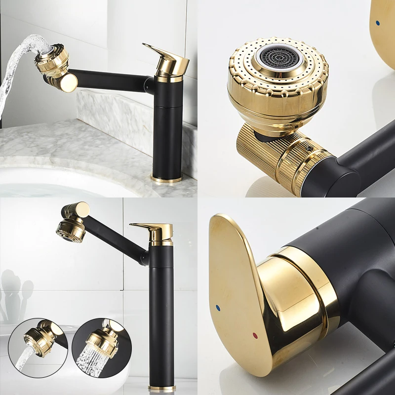 ELLEN Multifunction Bathroom Sink Faucet Hot Cold Water Mixer Crane Antique Bronze Deck Mounted Universal Water Taps EL1326