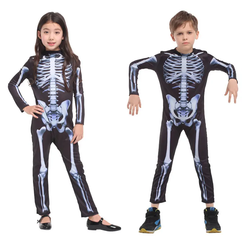 Umorden Halloween Skull Skeleton Costumes Kids Child Scary Devil Grim Reaper Costume for Boys Girls Day of the Dead Fancy Dress