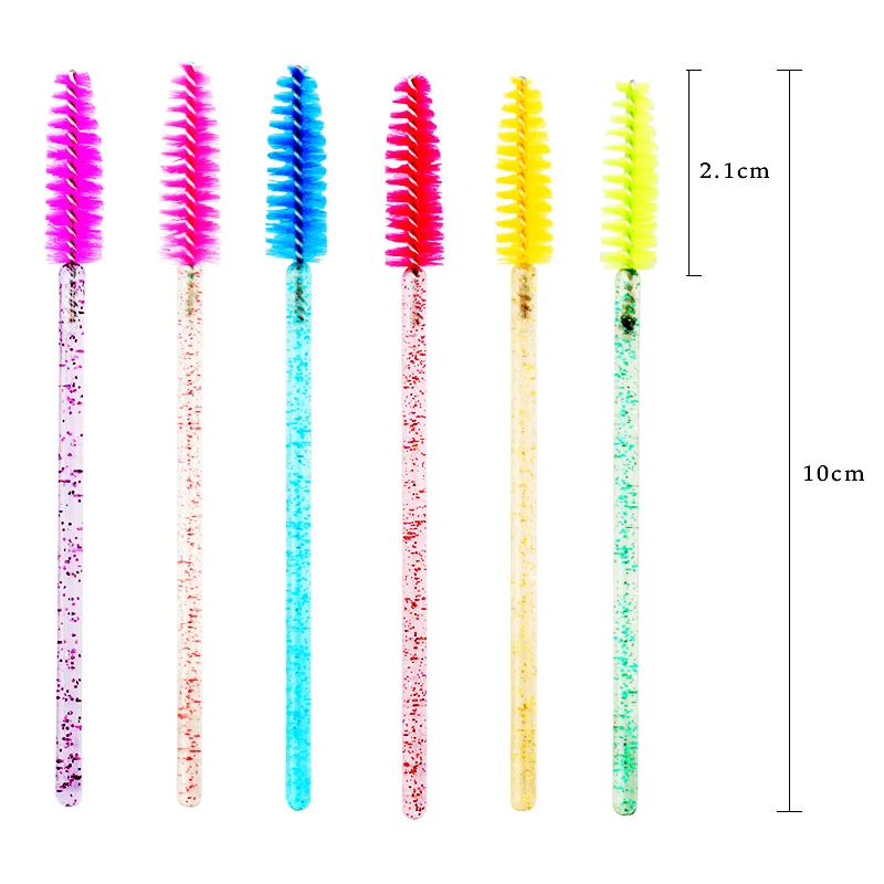 QSTY 50Pcs Eyelash Brushes Disposable Crystal Stick Makeup Brush Mascara Wands Applicator Spoolers Eyelashes Extensions Supplies