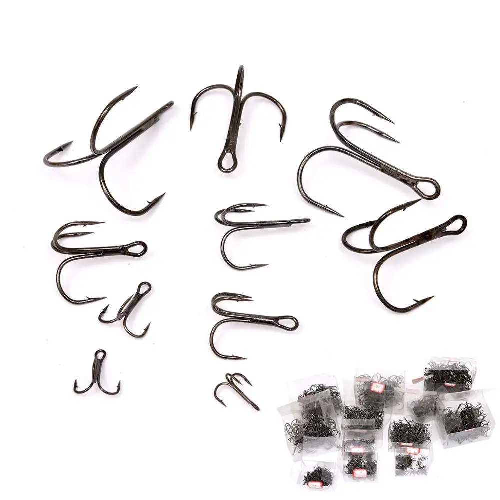 100/50pcs/Box Super Sharp Three Anchor Hook Sea Fishing Treble Barb Carbon Steel Triple Hooks for Jig Carp Fishing Lure Tackle