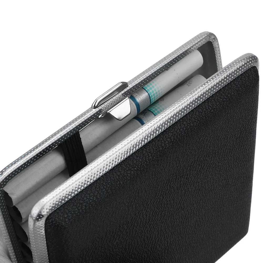 Stainless Steel Tobacco Cigarette Box For 20pcs Cigarettes Leather Cigars Cigarette Cases 1PCS Cigarette Tools Double-open