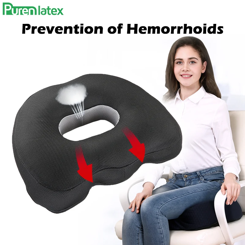 

Purenlatex Coccyx Seat Cushion Natural Latex Foam Non-Slip Comfort Orthopedic Pillow for Sciatica Back Tailbone Pain Relief