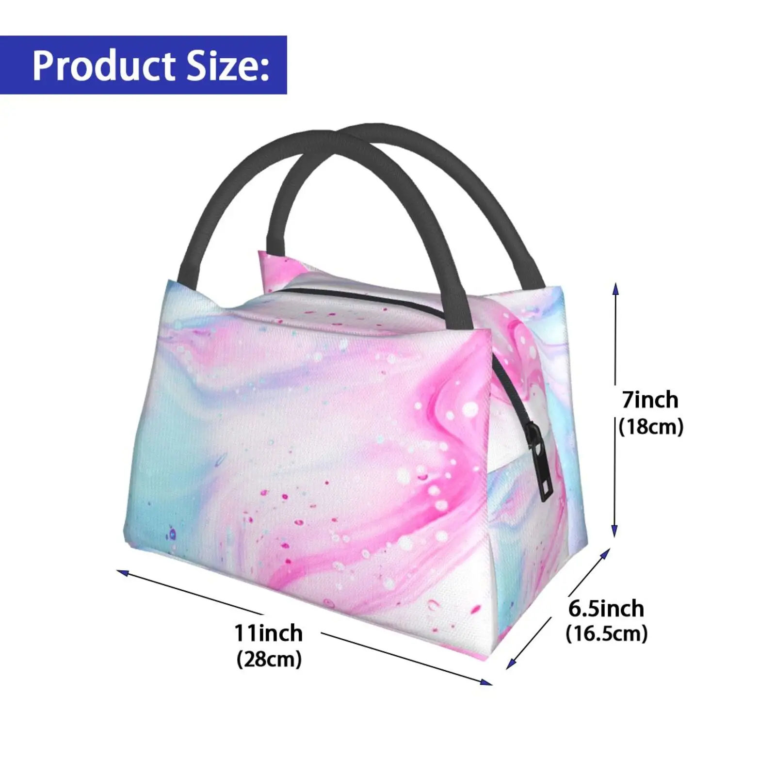 Portable Insulation Bag Wave Color Rainbow Wave Pink Magenta Blue Background White Water Hbalahmar Helmi Balahmar