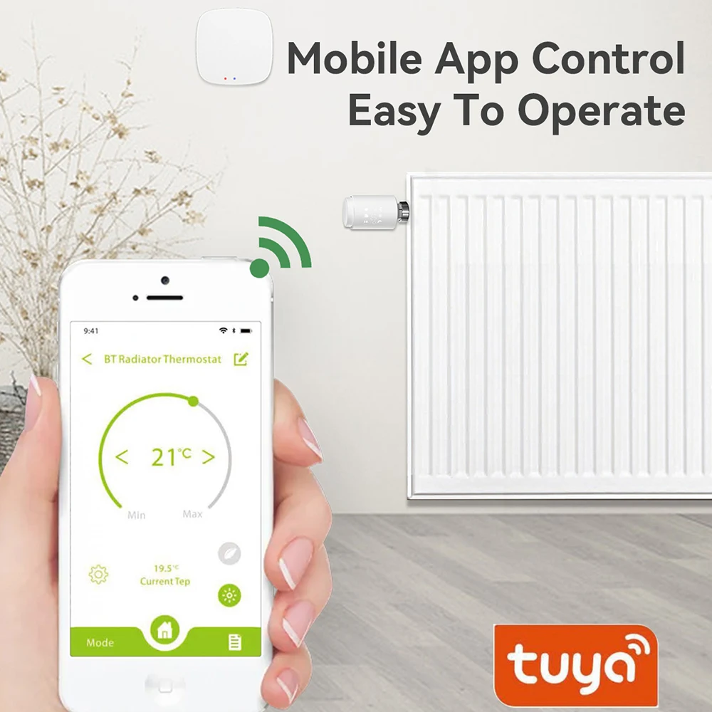 Tuya ZigBee Aktuator Radiator Pintar Katup Radiator Termostatik Dapat Diprogram TRV Mendukung Kontrol Suara Remote Control Alexa WIFI