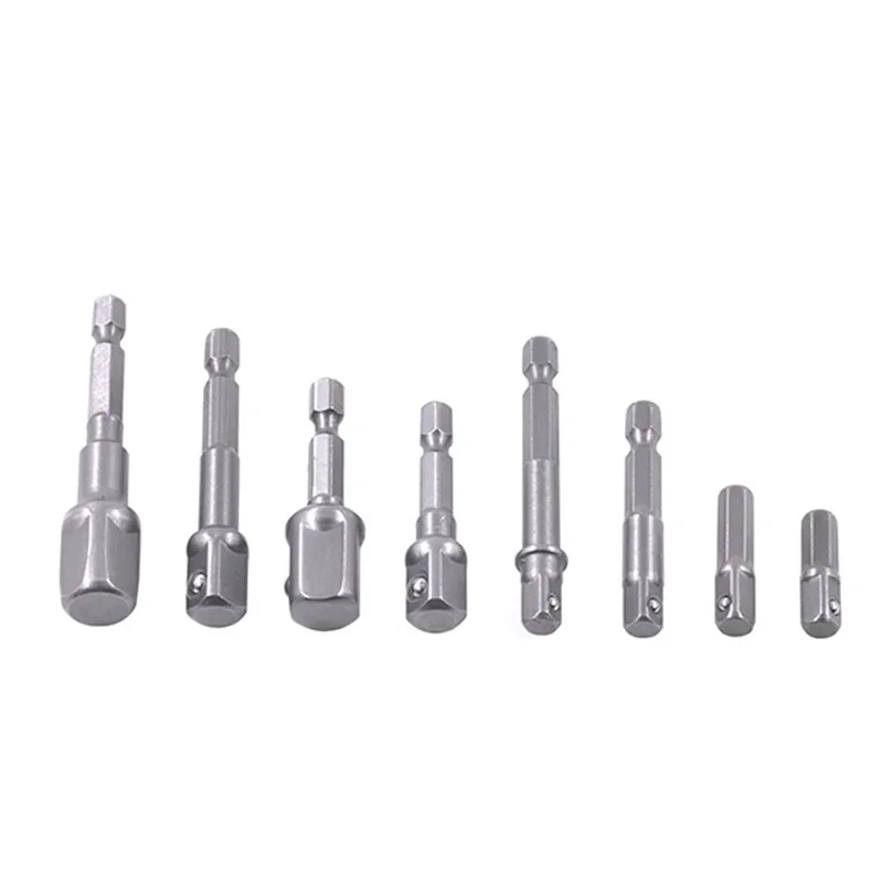 8PCs Hex Shank Wrench Drive Power Drill Socket Drill Adapter Socket Extension Bit Adaptor Set 1/4" 3/8" 1/2" screwdriver tools