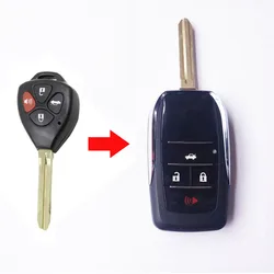 For Toyota Camry Reiz Vois RAV4 Modified Flip Folding Remote key Shell Case 3+1 Button With TOY43 Blade Fob Key Cover New style!