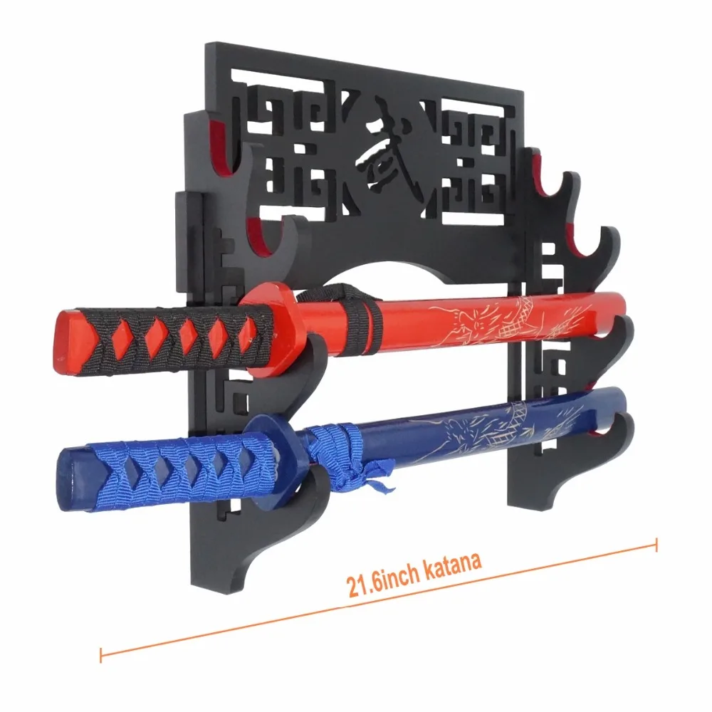 กำมะหยี่ปกป้องดาบ Wall Mount ดาบผู้ถือขาตั้งจอแสดงผล Felt Strips Katana Wakizashi Genji 4ชั้น Bushido