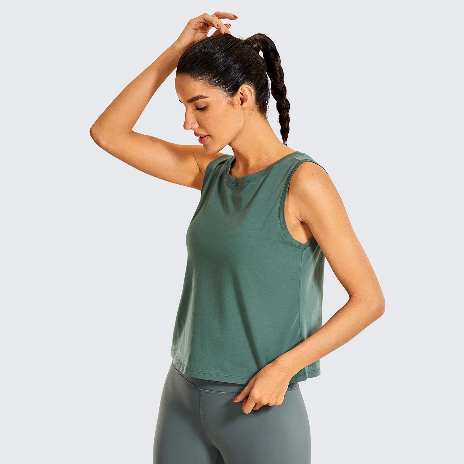 SYROKAN Women Pima Vest Tee Cotton Sleeveless Loose Tank Tops Exercise Gym Yoga Tops Athletic T-Shirts Casual Loose Lady