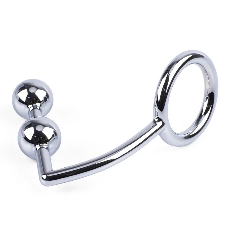 Gay Butt Plug Stainless Steel Metal Anal Hook With Ball Penis Ring For Male Anal Plug Dilator Penis Chastity Lock Cock Ring