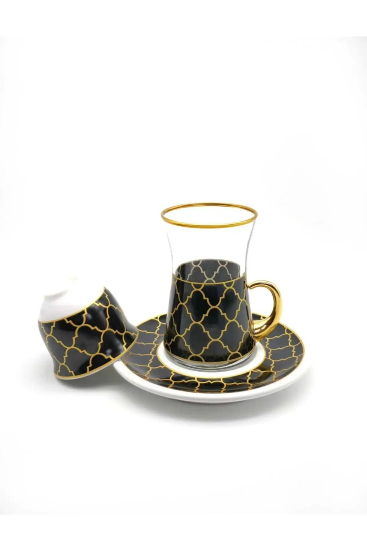 Uras 18 Piece Pattern Tea Set (6 Persons) English Tea Cup Glass Cup