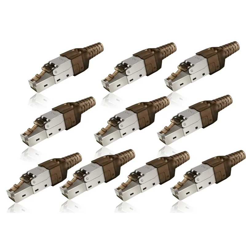 Imagem -02 - Conector Modular Rj45 Cat Cat6a Blindado sem Ferramentas Conector Cat7 Plug Cat7 22 23 24awg 10 Pcs Lot