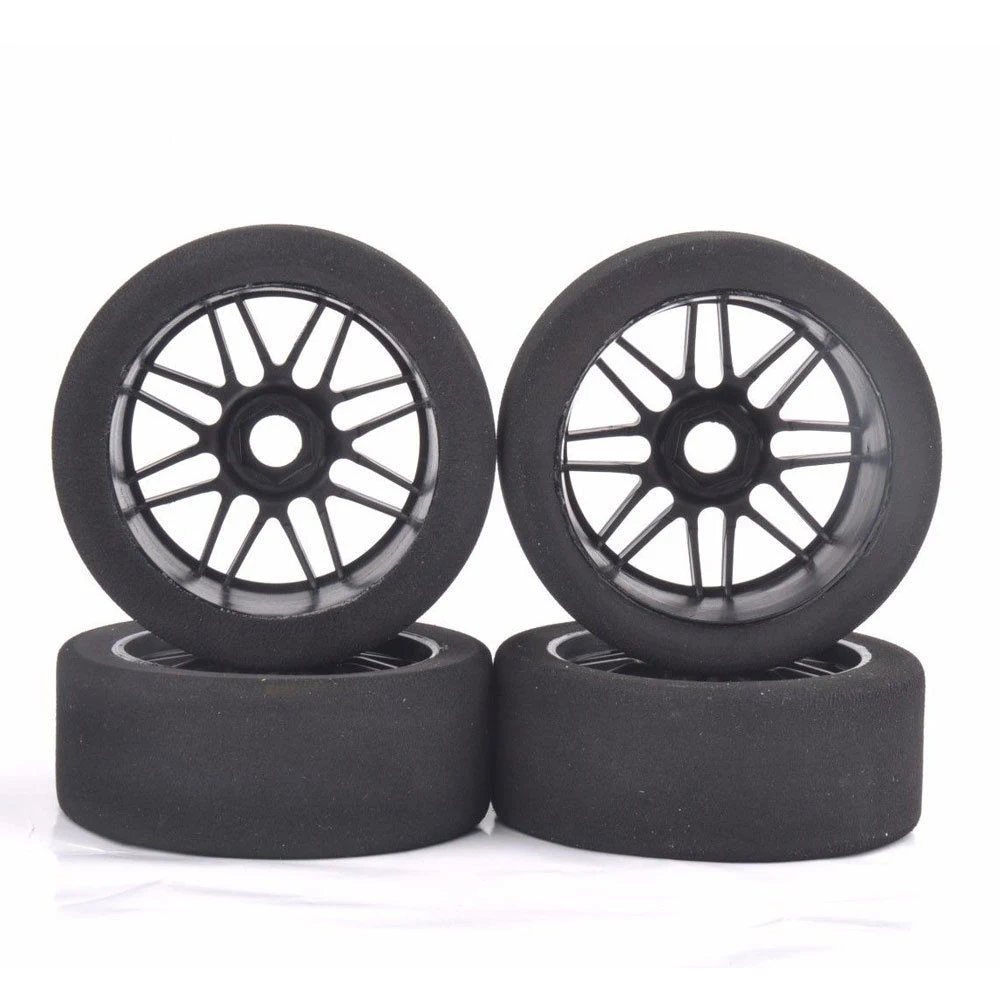 Hot sales 4 pcs 17mm Hex 1/8 RC Foam Tires Wheel Rims 105mm Set for HSP HPI Racing Car