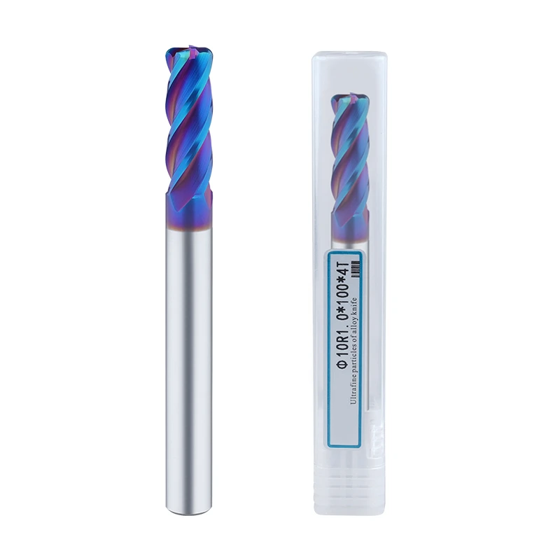 Além do azul nano carboneto canto raio endmills super duro slloy redondo nariz cnc alongar fresa tungstênio fresas de extremidade de aço