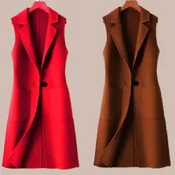 4xl nova lã colete feminino casaco primavera outono outerwear magro mostrar todos os jogos de comprimento médio moda sem mangas jaqueta feminina