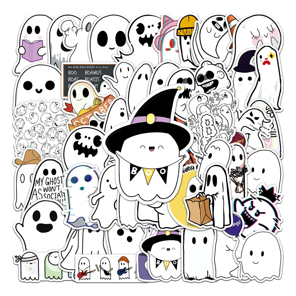 50pcs Spirit Ghost Stickers For Notebooks Stationery Scrapbook Kscraft Cute Sticker Vintage Scrapbooking Material Craft Supplies