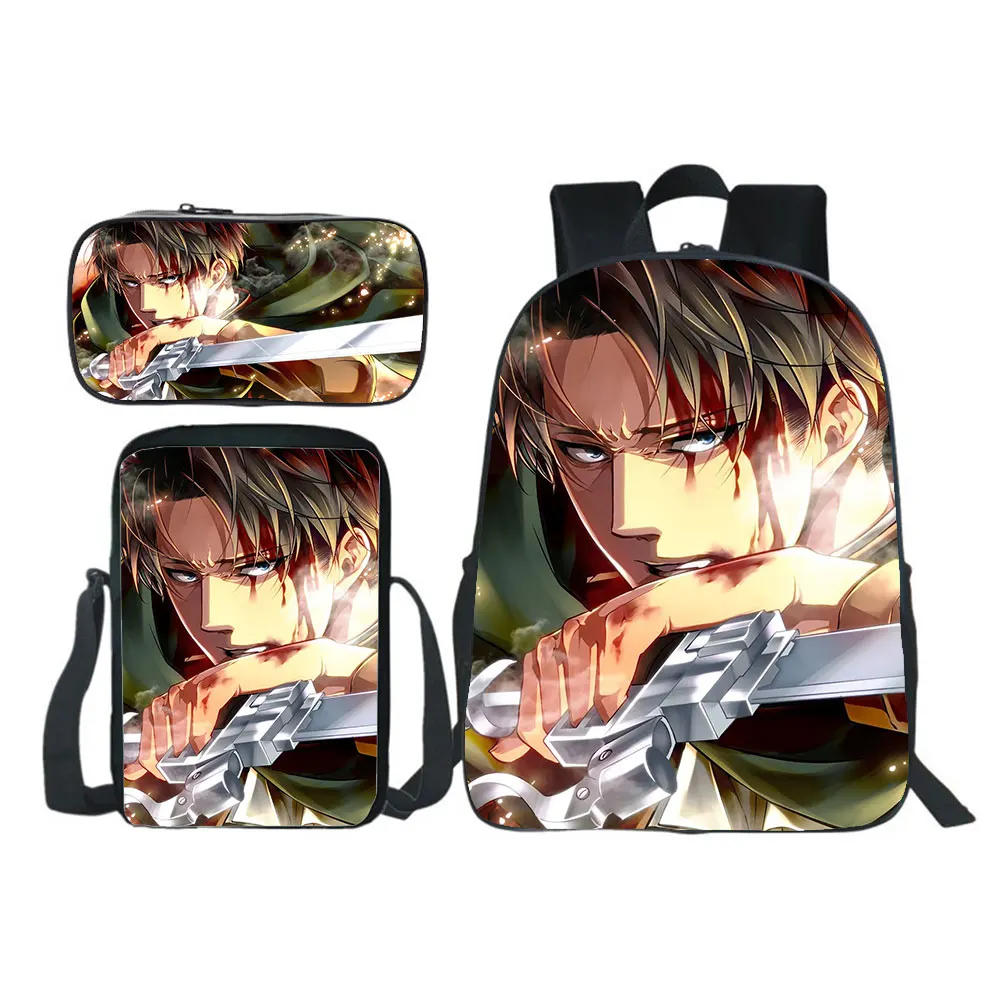 NEW Japanese Anime Attack on Titan School Bags Backpack Harajuku Boys Girls Schoolbag 3Pcs/Set Kids Bookbags Mochilas