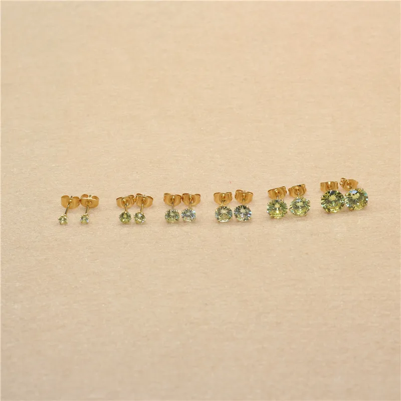 1 Paar Lemonyellow Hypoallergene Edelstahl-Ohrstecker mit AAA-Zirkonia, CZ-Knochenohrstecker-Set für Damen und Herren, 2-8 mm – Detail 2