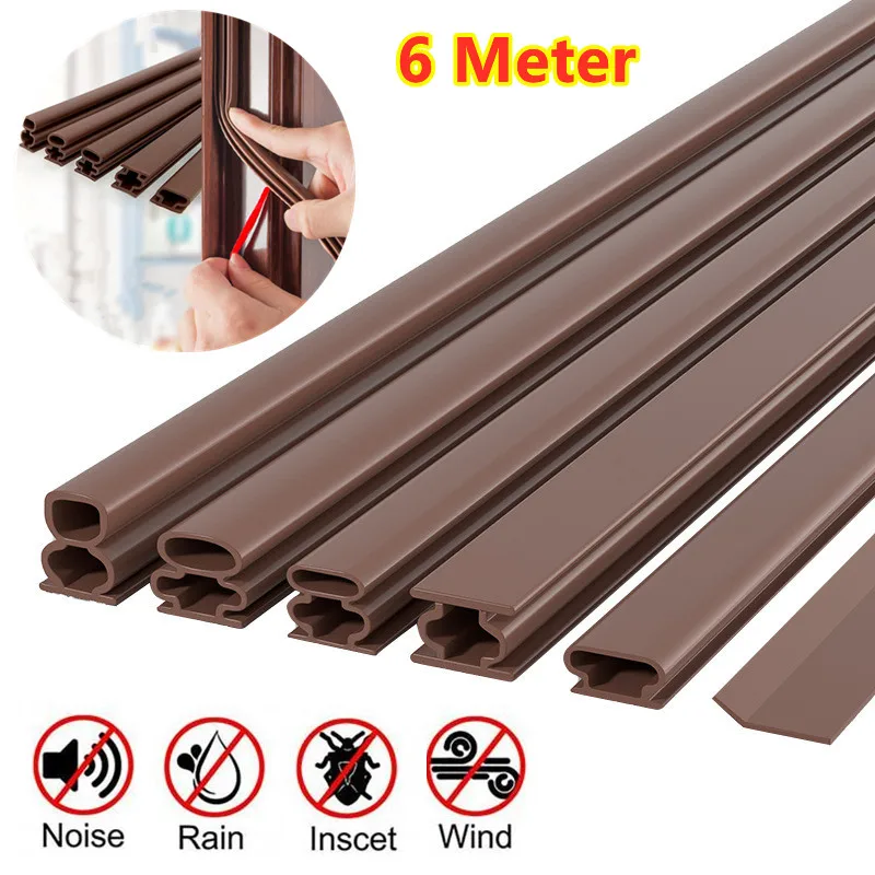 

6M Silicone Rubber Self-adhesive Sealing Strip for Home Door Window sealing strip dustproof soundproof and anti-collision strips