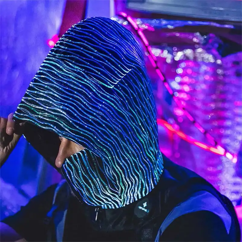 Lumisonata 7 colors 5 flashing modes Cosplay Party Wear Men Women Led Pullover  Cap  Light Up Cyber Punk  Cap Cosplay Props