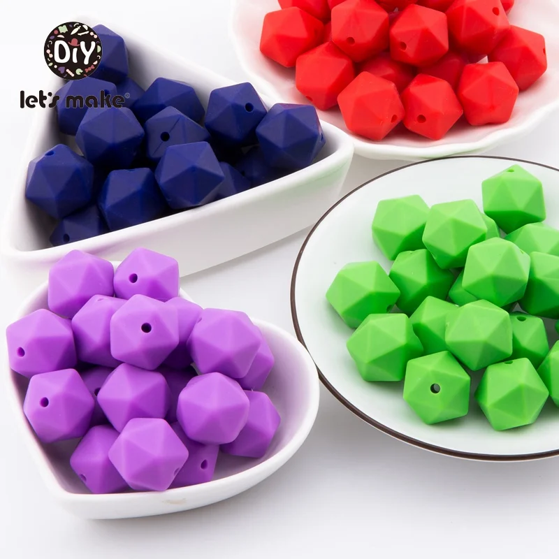 Let\'s Make Silicone Beads Octagonal Silica Beads 20 PCS 14mm BPA Free Teething Toys DIY Accessories Pacifier Chain Baby Teether