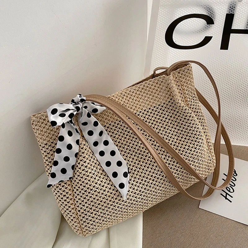 2021 Summer Fashion Straw Female Tote Handbag Lady\'s Shoulder Large Bags Famous Brand Designer Women‘s Casual Beach Big Bag