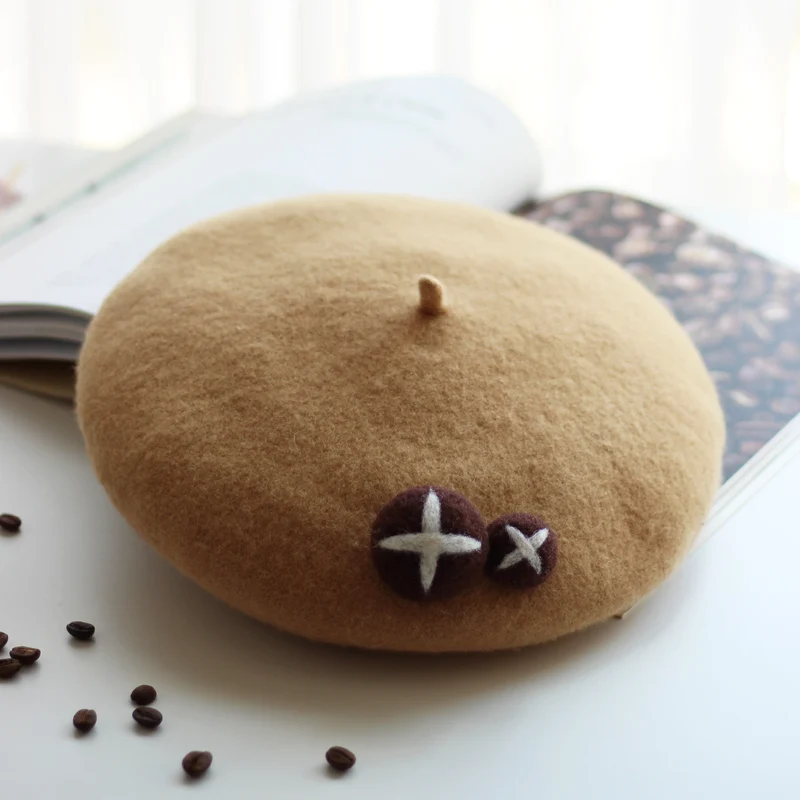 

Autumn and Winter Wild Painter Cap Children Handmade Wool Felt Mushroom Pumpkin Hat Cute Little Mushroom Wool Beret