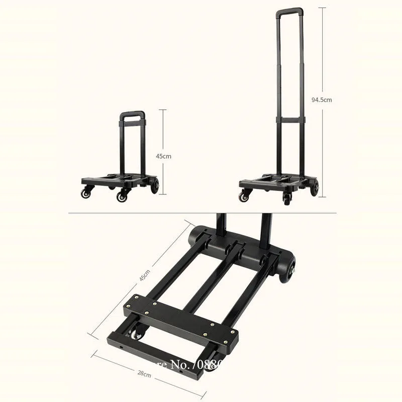 Camión de mano plegable, carro utilitario de construcción sólida de 4 ruedas, 120lbs, resistente, ligero para equipaje, plataforma rodante portátil