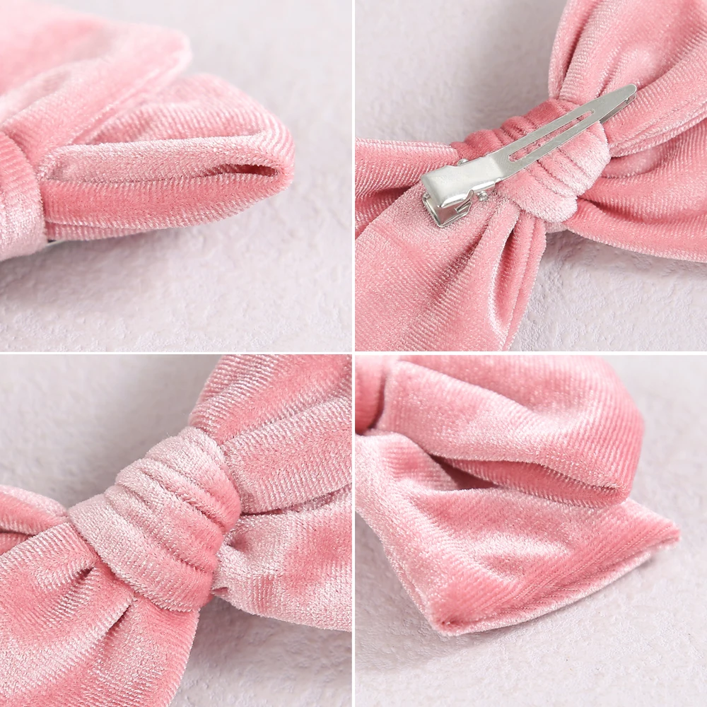 Kawaii Baby Hair Clips Velvet Bows HairPin Girls Alligator Clip Newborn Winter Hair Clip Infant Toddler Accessories For Children