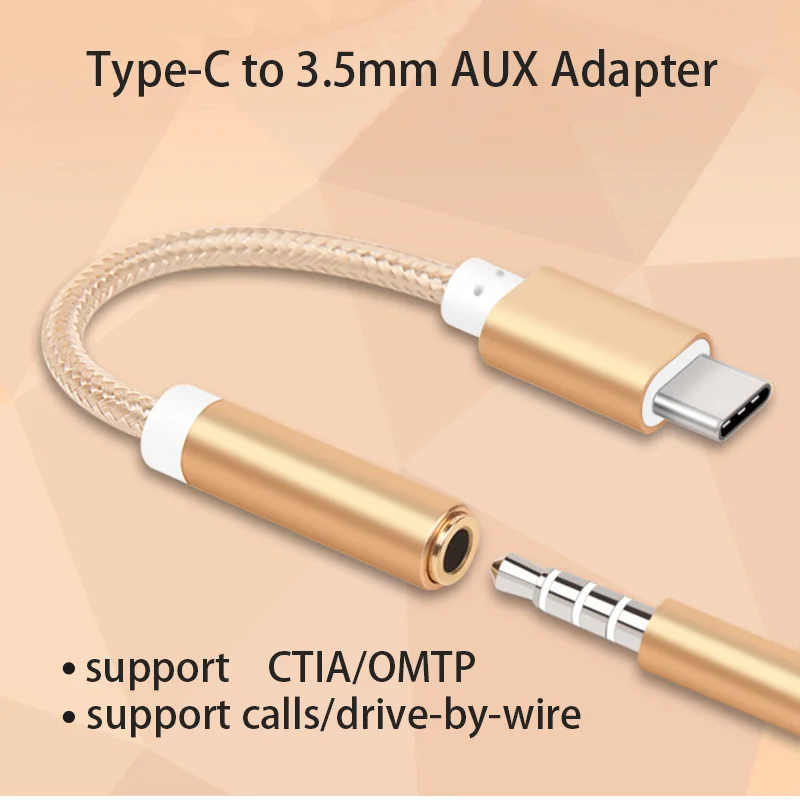 OULLX Type C 3.5 Jack Earphone USB C to 3.5mm AUX Headphones Adapter For Huawei mate 20 P30 pro Xiaomi Mi 6 8 9 SE Audio cable