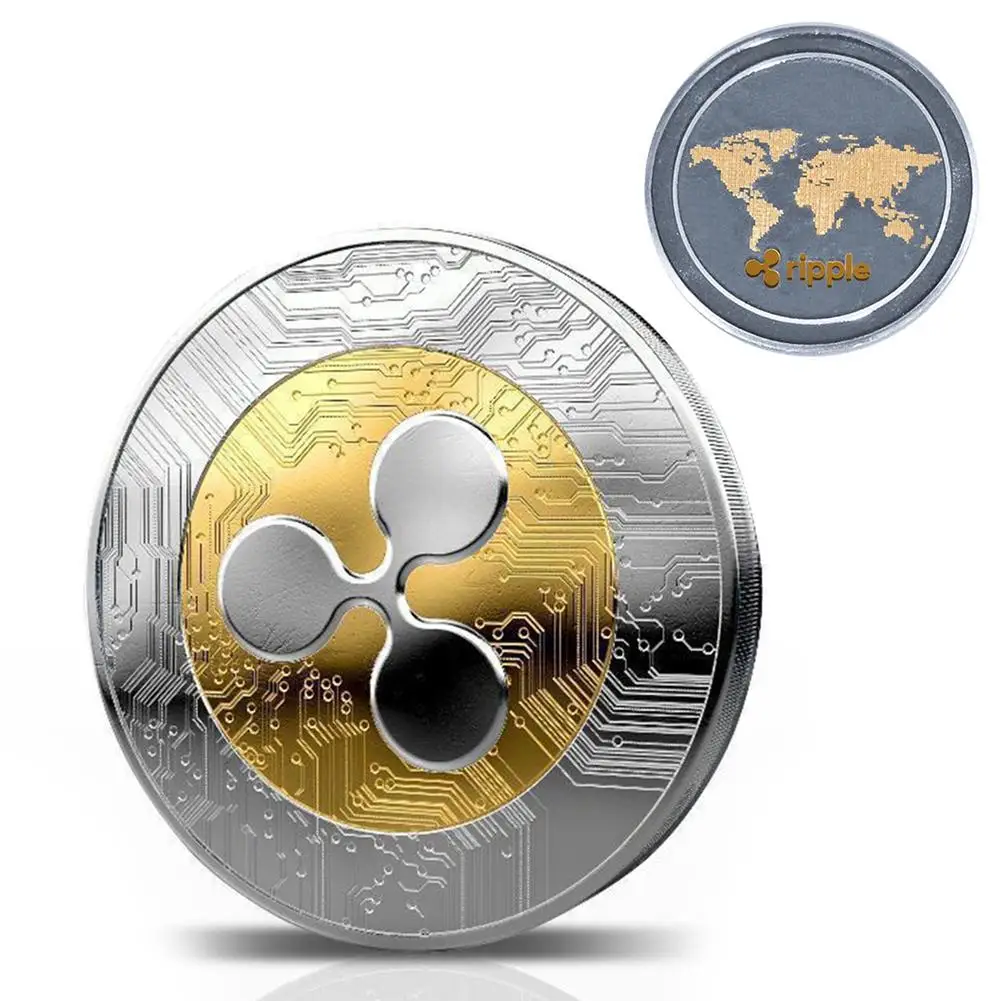 New Ripple Coin XRP CRYPTO Commemorative Ripple XRP Collectors Coin Gift Coin Art Collection Physical Gold Commemorative 40mm