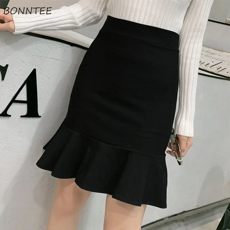 Skirts Women High Waist Elegant Office Lady Solid Simple All-match Fashion Autumn Korean Version Above Knee New Casual Popular