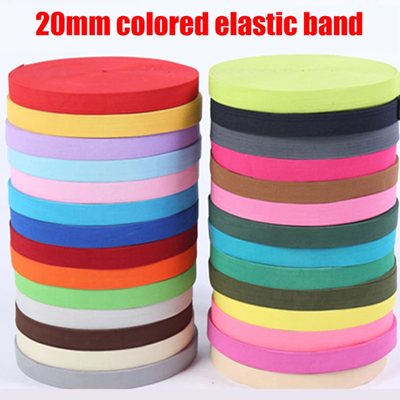 2M/Lot 20MM Colorful Flat Elastic Bands High Elastic Rope Rubber Band Spandex Ribbon Sewing Lace Trim Belt Band Garment Accessor