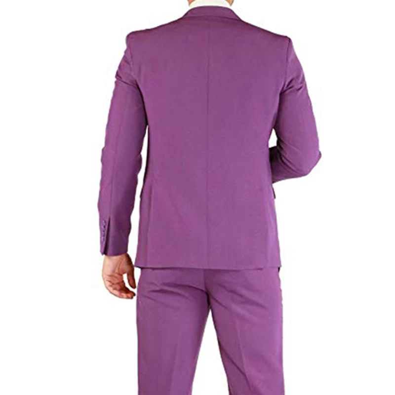 Ternos masculinos roxo claro dupla breasted 2 peças (jaqueta + calça) colarinho repicado slim fit para casamento jantar festa ternos