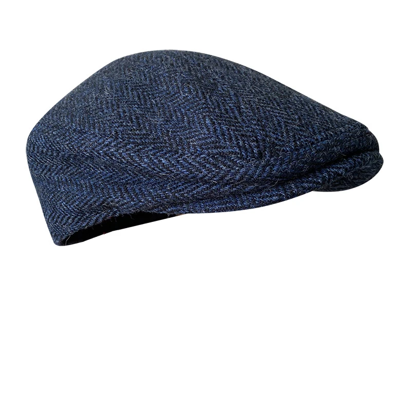 Pure Wool Men\'s Berets Winter High Quality Wool Newsboy Hats Herringbone Octagon Cap Blue Men Women Gatsby Flat Hat BLM383