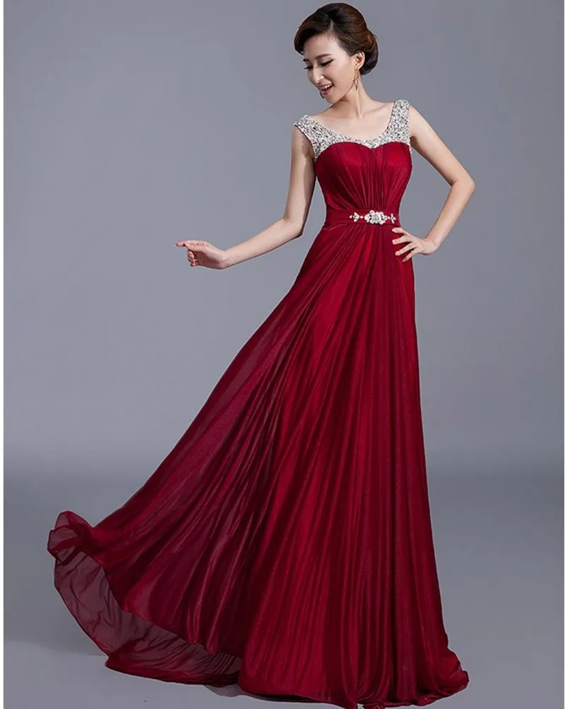 

Vestidos De Noiva Burgundy Long Evening Formal Dress 2021 V-neck Beading Guest Prom Dinner Party Gown