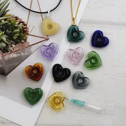 1X Heart Diffuser Perfume Refillable Handmade Essential Oil Aromatherapy Bottle Pendant Jewelry Indicates Lucky Glass Pendant