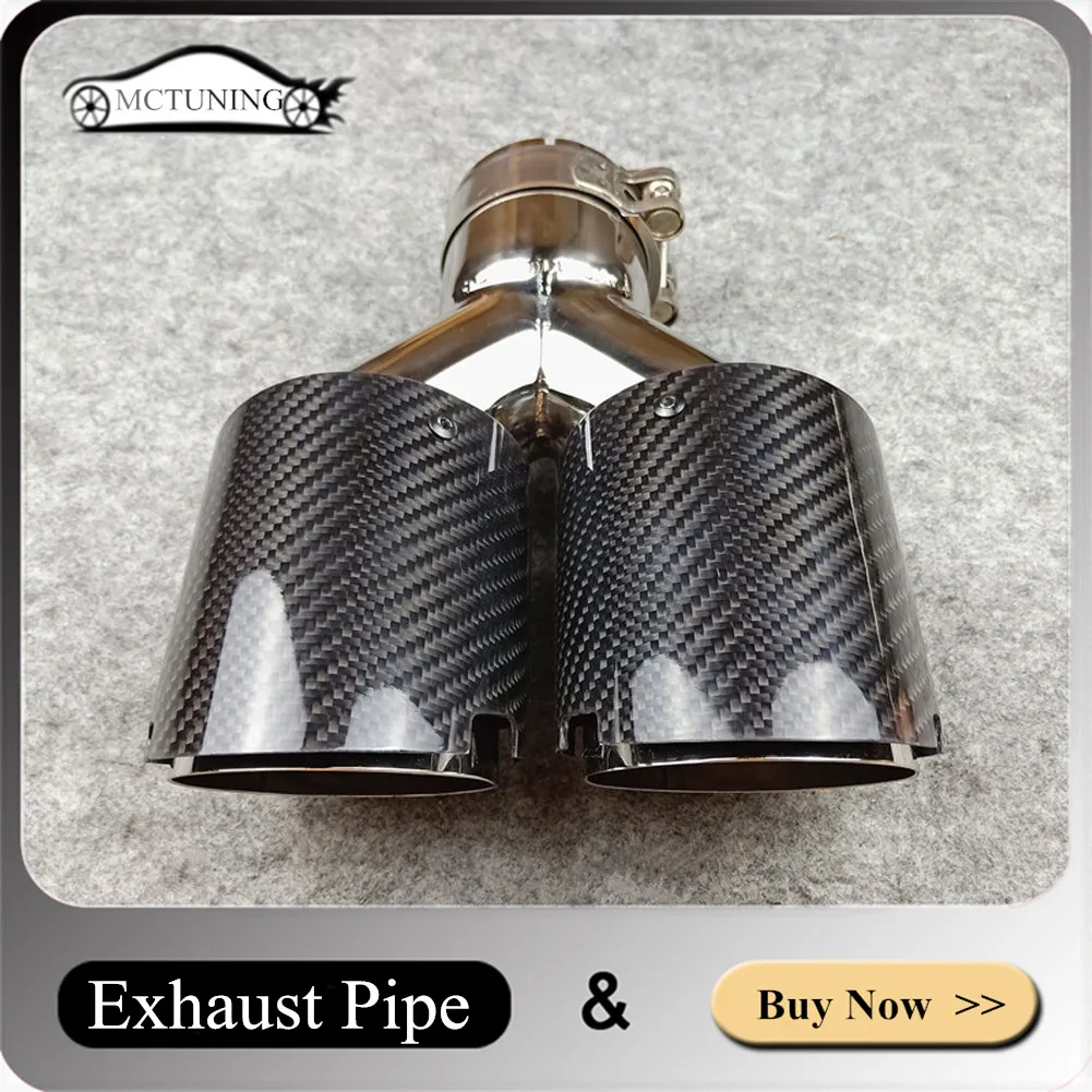 1 Pc Y Model 4 Slots Carbon Fiber Stainless Steel Exhaust Pipe Muffler Tip Rear Nozzle Tailpipe Car Accessories