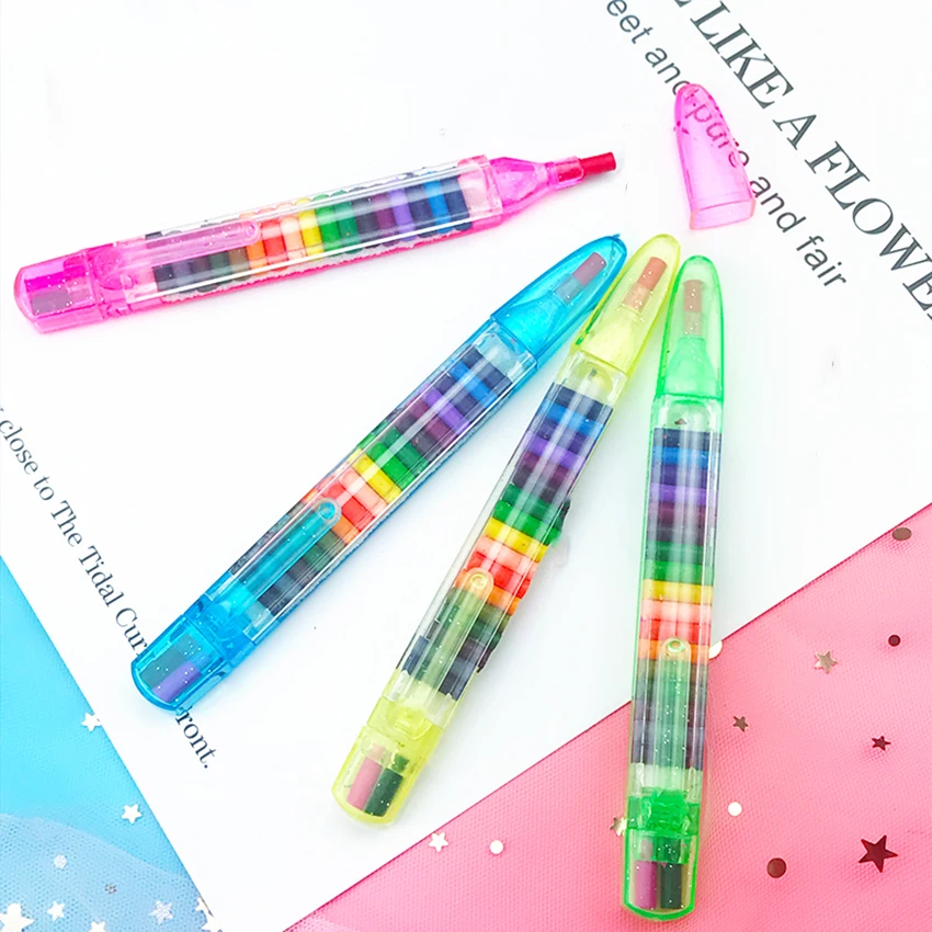 1Pc DIY 20-Color Replaceable Pastel Pencil, Creative Colored Painting Crayons Graffiti Pencil, Cute Kids Drawing Stationery Pen