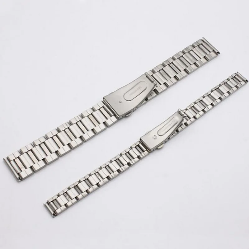 12mm 14mm 16mm 18mm 20mm Stainless Steel Watch Band Strap Bracelet Watchband Butterfly Clasps Silver Buckle