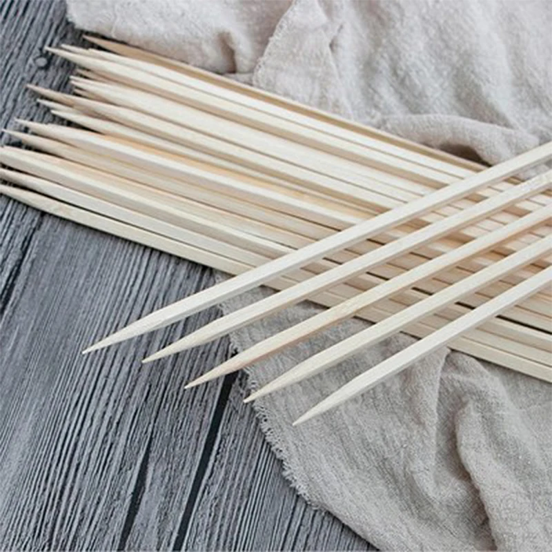 18cm*3mm square Bamboo Skewers Disposable Paddle Stick Wooden BBQ Kebab Food Meat Fruit Stick Restaurant Bar Kitchen Accessories