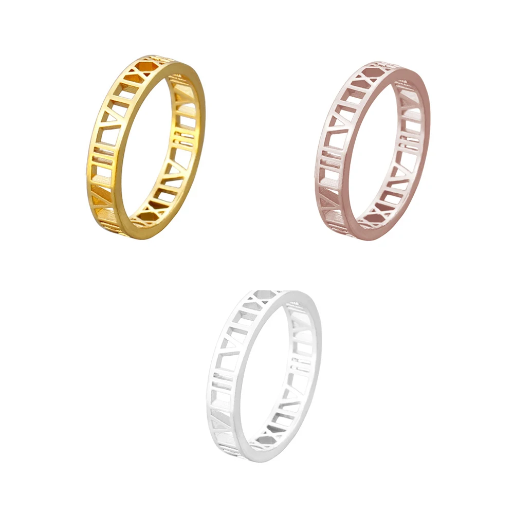 Beadsnice Stainless Steel Rings Hollow Numeral Unisex European And American Roman Style Exquisite ID 41132