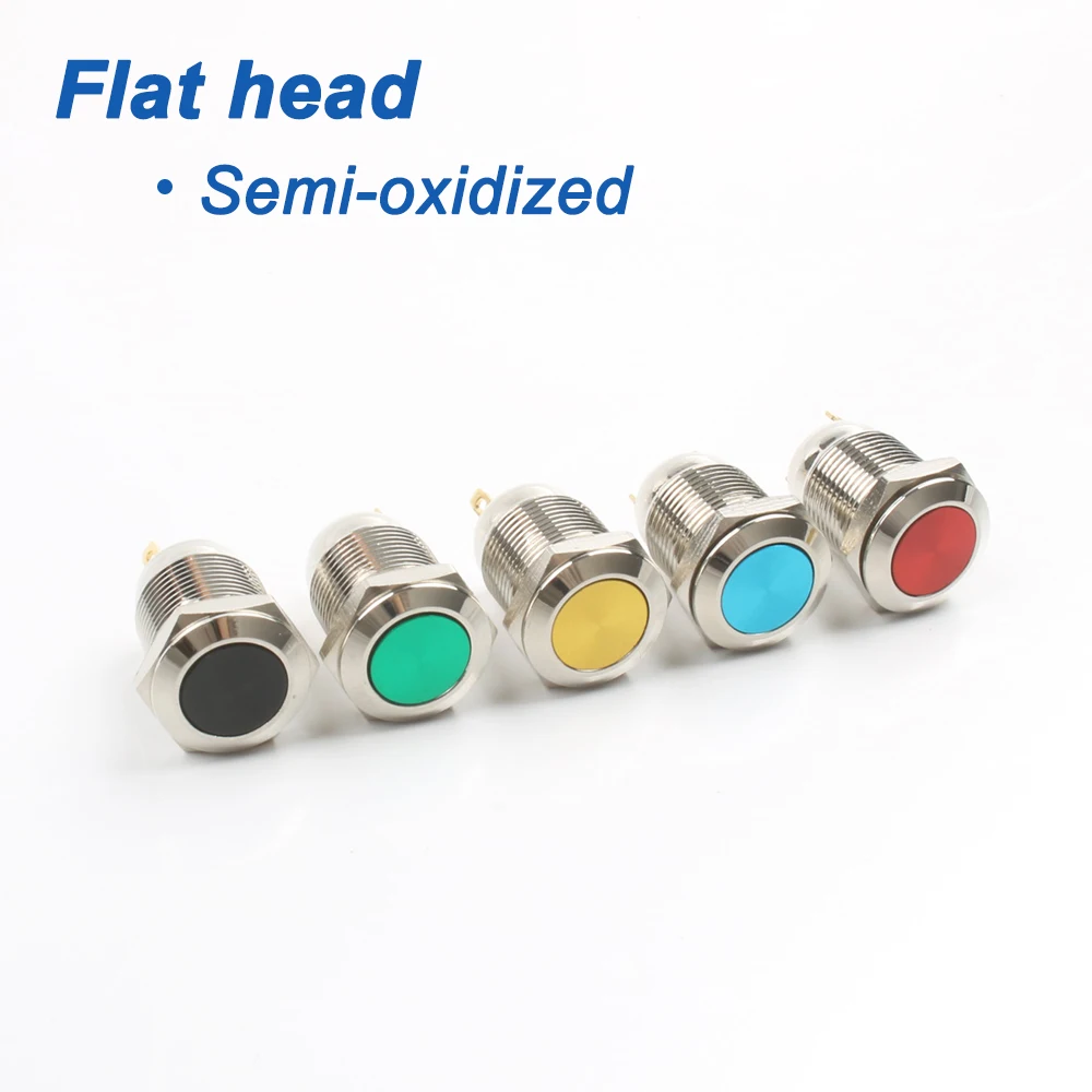 12mm Metal Push Button Switch Flat Round Waterproof Momentary Reset 1NO High Head Multiple Color Car Start Horn Speaker Bell